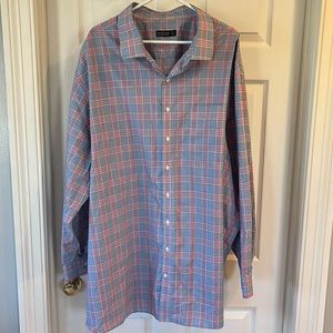 Rochester Egyptian cotton pink & blue button up. Excellent condition. 38/39T.
